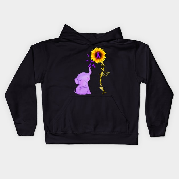 Sunflower Alzheimer Awareness shirt I Will Remember For You Gift Kids Hoodie by thuylinh8